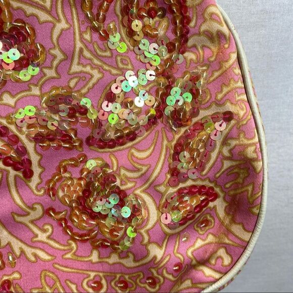 Sigrid Olsen TWILLIGHT pais pink multi Paisley  sequin  Leather Bag - Picture 5 of 14